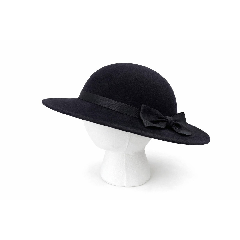 Saks Fifth Avenue Womens Burgess Derby Hat Medium Navy Blue 100% Wool Felt